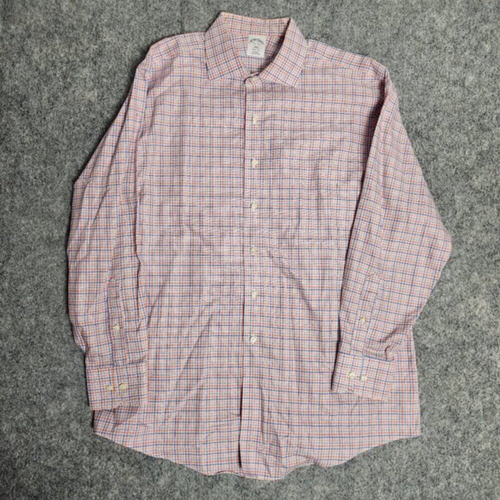 Brooks Brothers Shirt Men Regent 17 1/2-4/5 Multicolor Plaid Long Sleeve Button